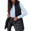 Lång puffer-väst med huva för dam-Vest for women-Fjallbarn
