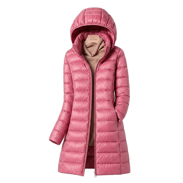 Lång pufferjacka för dam med huva-Jacket-Fjallbarn