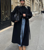 Lång trenchcoat för dam med bältade ärmslut-Coats for women-Fjallbarn