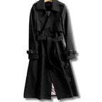 Lång trenchcoat för dam med bälte och rutigt foder-Coats for women-Fjallbarn