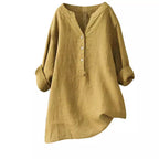 Lång tunika med knappslå för dam-Women's Tops-Fjallbarn