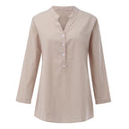Lång tunika med knappslå för dam-Women's Tops-Fjallbarn