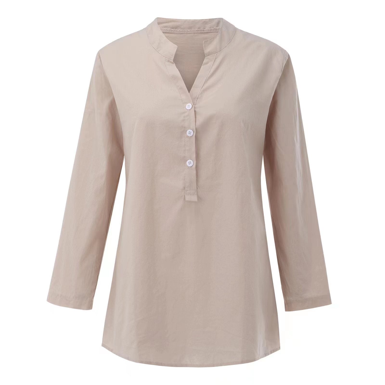 Lång tunika med knappslå för dam-Women's Tops-Fjallbarn