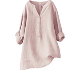 Lång tunika med knappslå för dam-Women's Tops-Fjallbarn