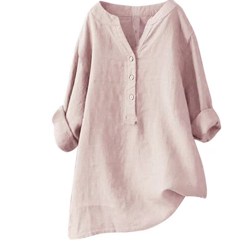 Lång tunika med knappslå för dam-Women's Tops-Fjallbarn