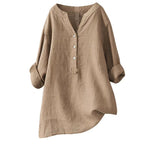 Lång tunika med knappslå för dam-Women's Tops-Fjallbarn