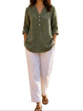 Lång tunika med knappslå för dam-Women's Tops-Fjallbarn