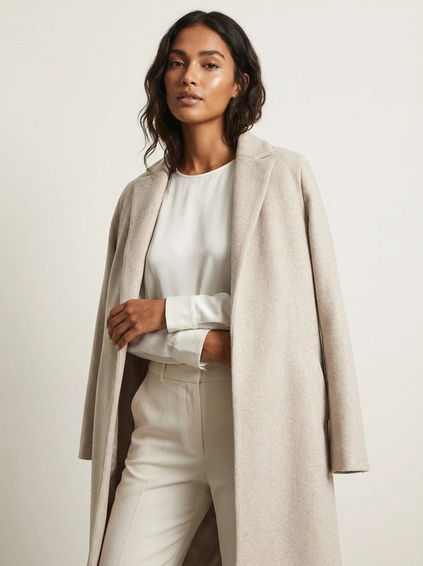 Lång ullblandad kappa för dam-Coats for women-Fjallbarn