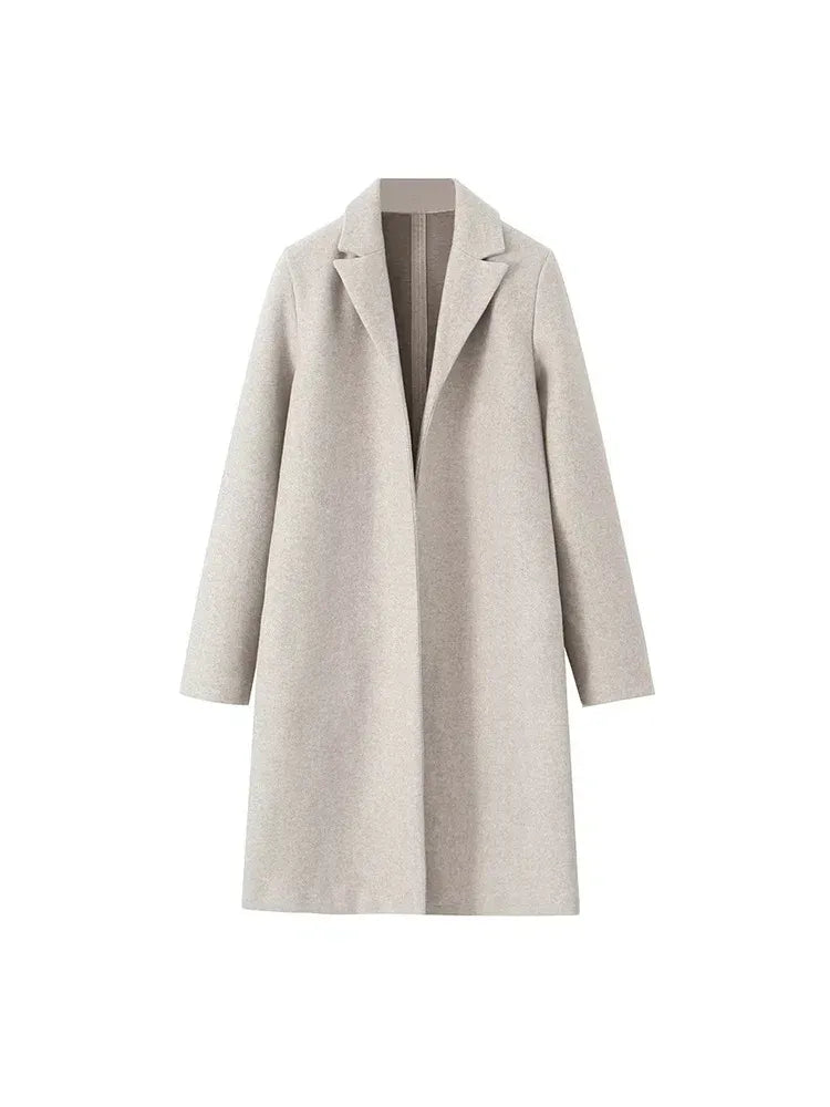Lång ullblandad kappa för dam-Coats for women-Fjallbarn