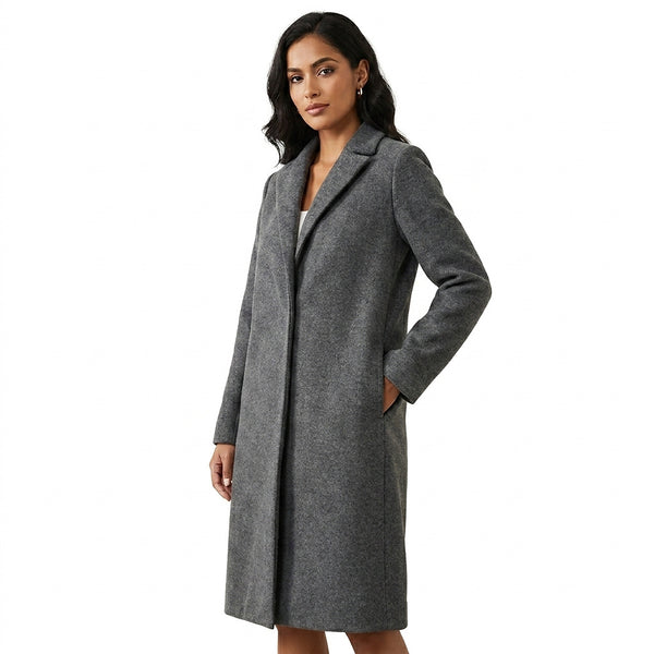 Lång ullblandad kappa för dam-Coats for women-Fjallbarn