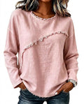 Långärmad blus med fransiga detaljer för dam-Blouses for women-Fjallbarn