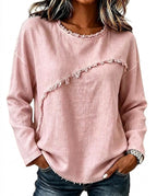 Långärmad blus med fransiga detaljer för dam-Blouses for women-Fjallbarn