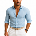 Långärmad herrskjorta med button down-krage och upprullade ärmslut-Shirts for men-Fjallbarn