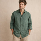 Långärmad linneskjorta för herr-Shirts for men-Fjallbarn