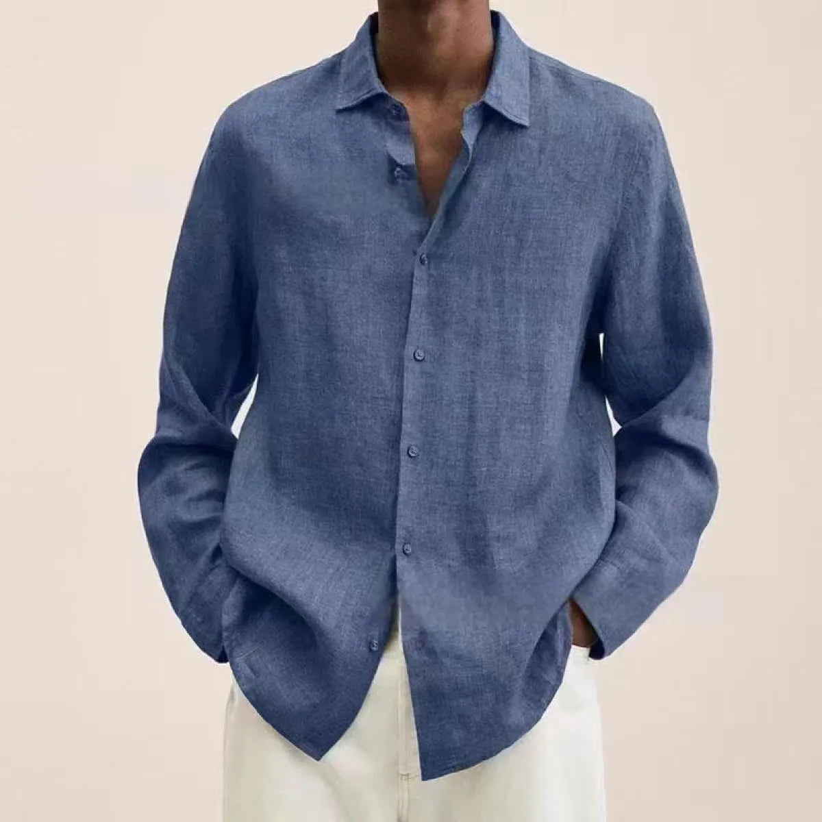 Långärmad linneskjorta för herr-Shirts for men-Fjallbarn