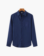 Långärmad linneskjorta för herr med ficka-Shirts for men-Fjallbarn