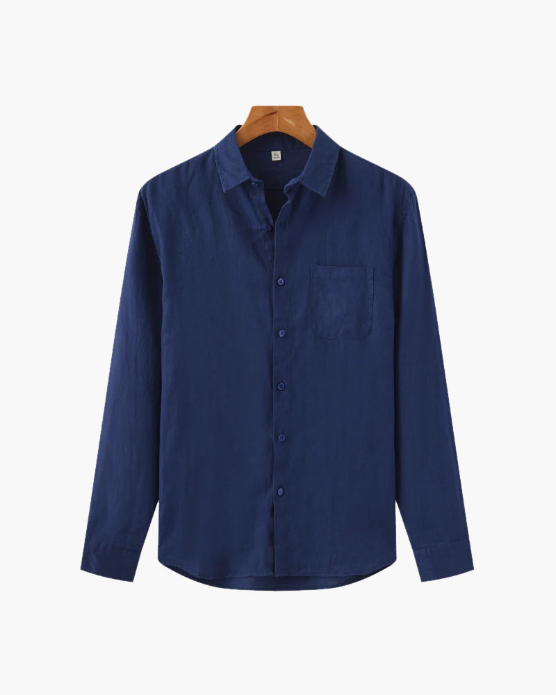 Långärmad linneskjorta för herr med ficka-Shirts for men-Fjallbarn
