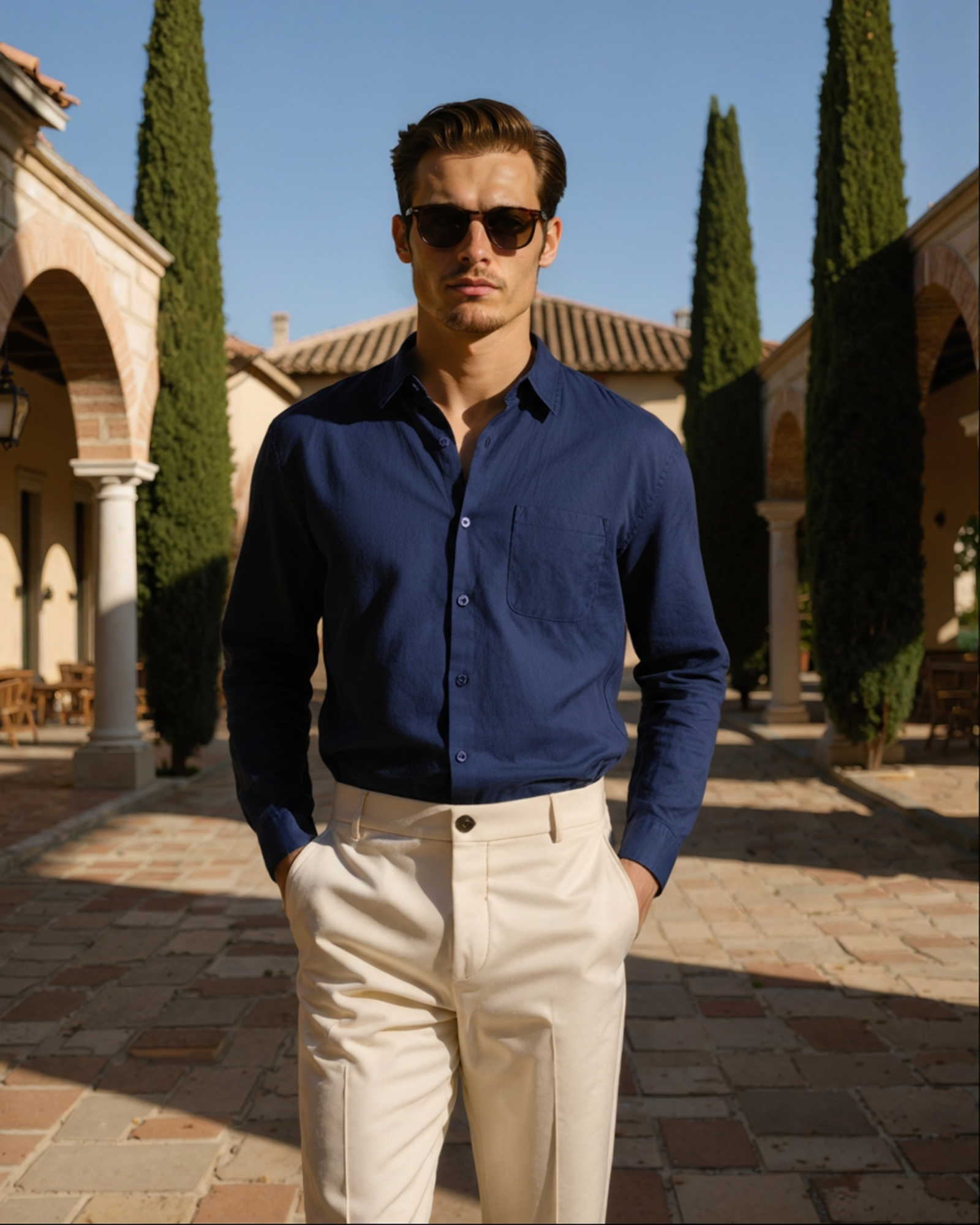 Långärmad linneskjorta för herr med ficka-Shirts for men-Fjallbarn