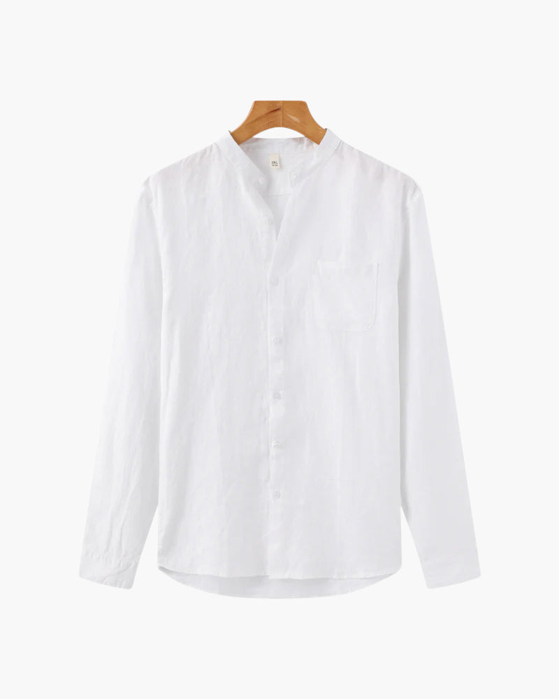 Långärmad linneskjorta för herr med ficka-Shirts for men-Fjallbarn
