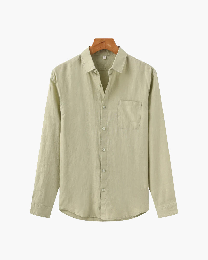 Långärmad linneskjorta för herr med ficka-Shirts for men-Fjallbarn