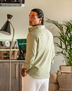 Långärmad linneskjorta för herr med ficka-Shirts for men-Fjallbarn