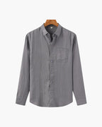 Långärmad linneskjorta för herr med ficka-Shirts for men-Fjallbarn