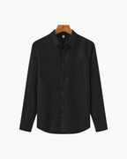 Långärmad linneskjorta för herr med ficka-Shirts for men-Fjallbarn