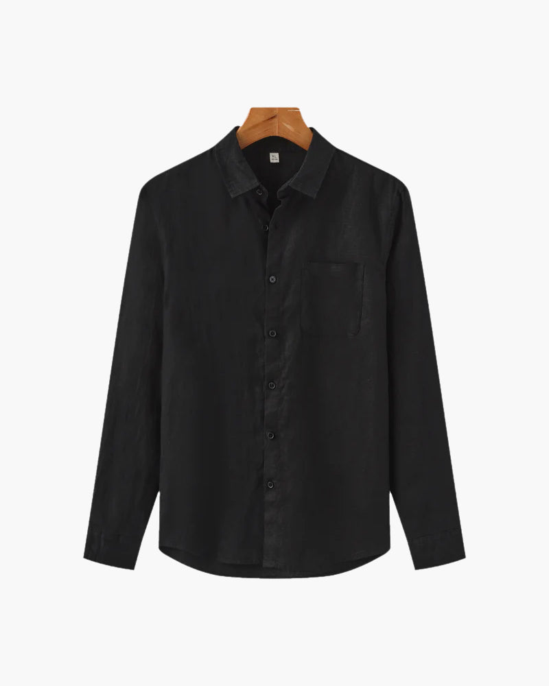 Långärmad linneskjorta för herr med ficka-Shirts for men-Fjallbarn
