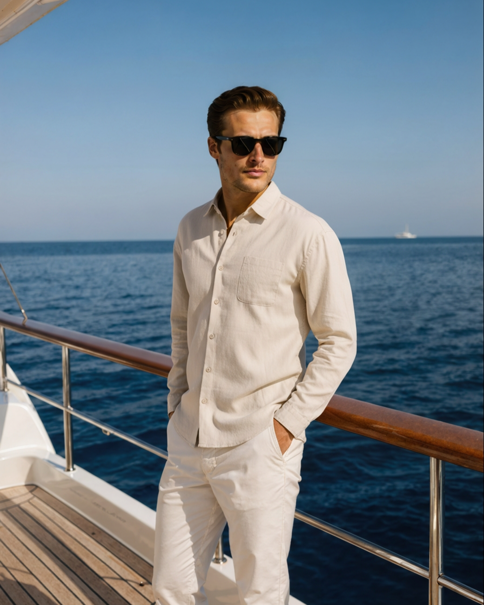 Långärmad linneskjorta för herr med ficka-Shirts for men-Fjallbarn