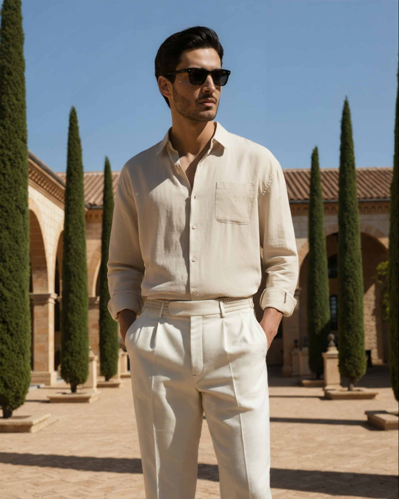 Långärmad linneskjorta för herr med ficka-Shirts for men-Fjallbarn