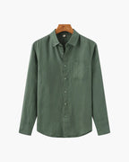 Långärmad linneskjorta för herr med ficka-Shirts for men-Fjallbarn