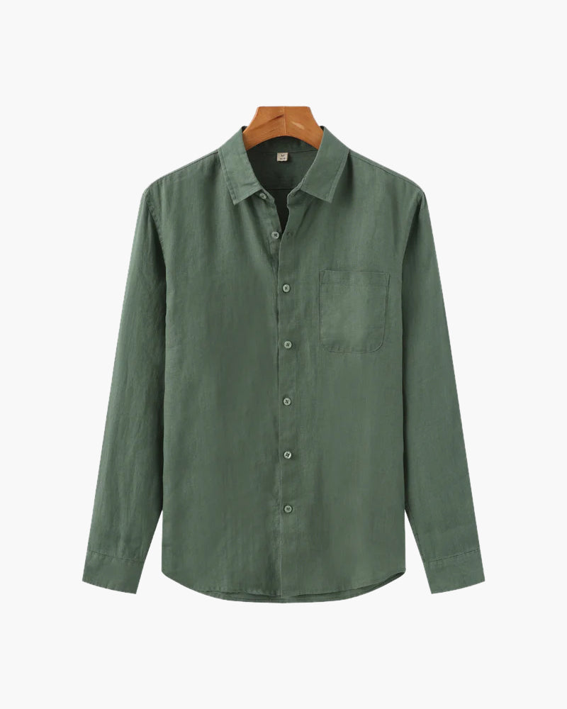 Långärmad linneskjorta för herr med ficka-Shirts for men-Fjallbarn