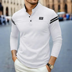 Långärmad pikétröja med mandarinkrage för herrar-T-Shirts & Polos for men-Fjallbarn
