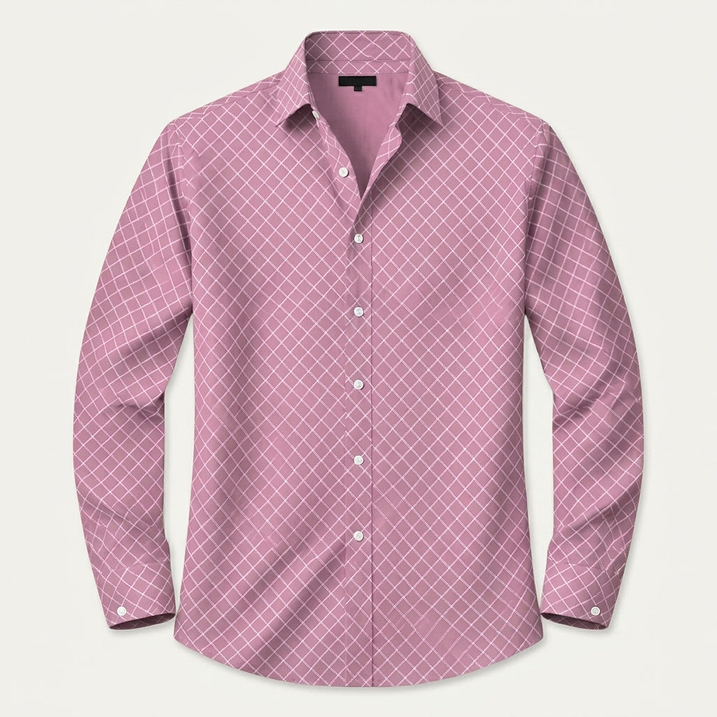 Långärmad skjorta med geometriskt mönster för män-Shirts for men-Fjallbarn
