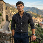 Långärmad skjorta med geometriskt mönster för män-Shirts for men-Fjallbarn