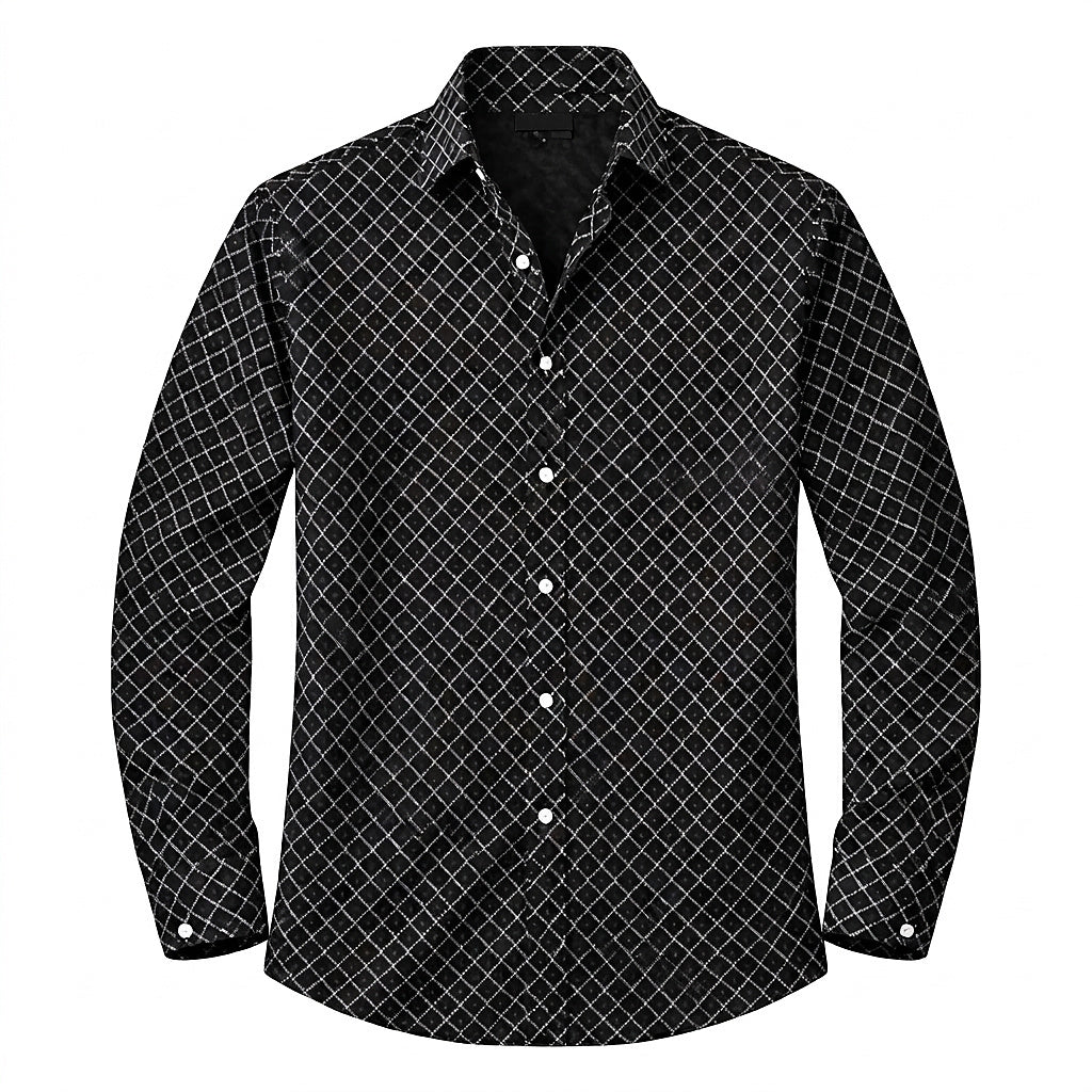 Långärmad skjorta med geometriskt mönster för män-Shirts for men-Fjallbarn