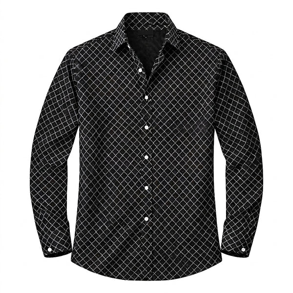 Långärmad skjorta med geometriskt mönster för män-Shirts for men-Fjallbarn