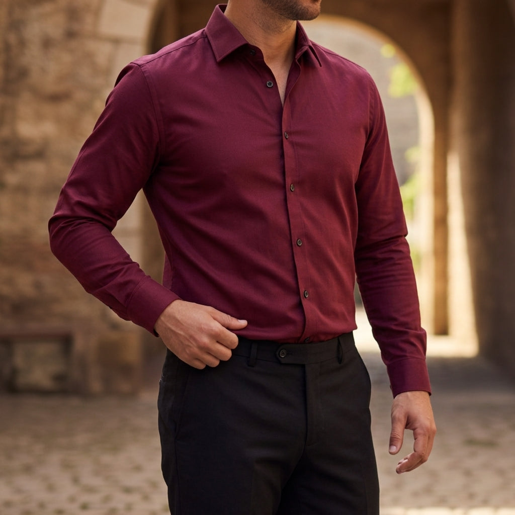Långärmad skjorta med knappar för herrar-Shirts for men-Fjallbarn