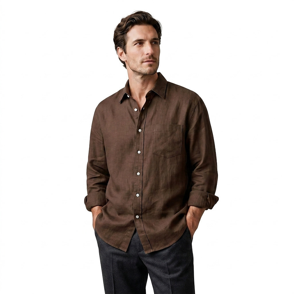 Långärmad skjorta med knappar för herrar-Shirts for men-Fjallbarn