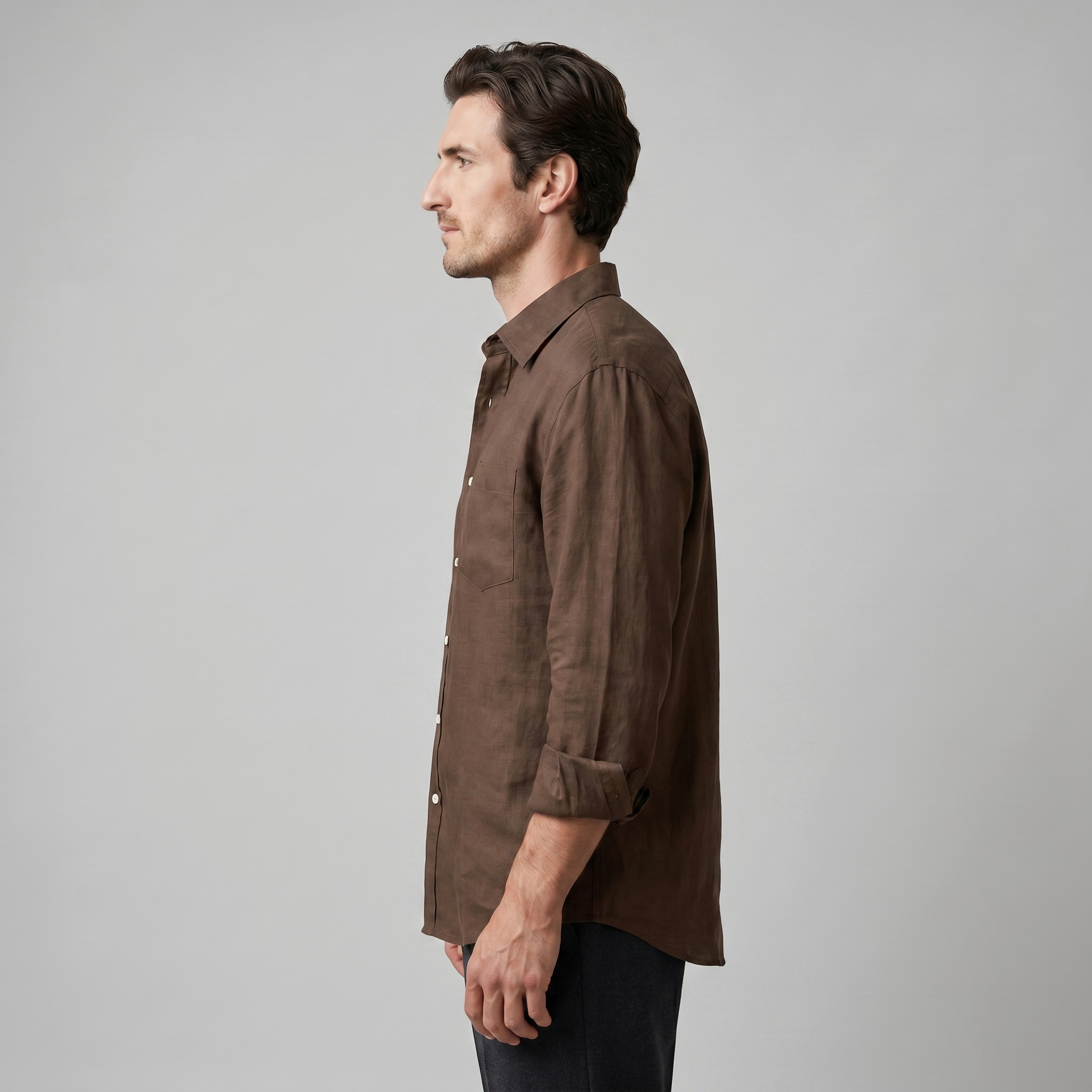 Långärmad skjorta med knappar för herrar-Shirts for men-Fjallbarn
