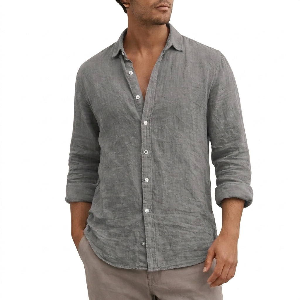 Långärmad skjorta med knappar för herrar-Shirts for men-Fjallbarn
