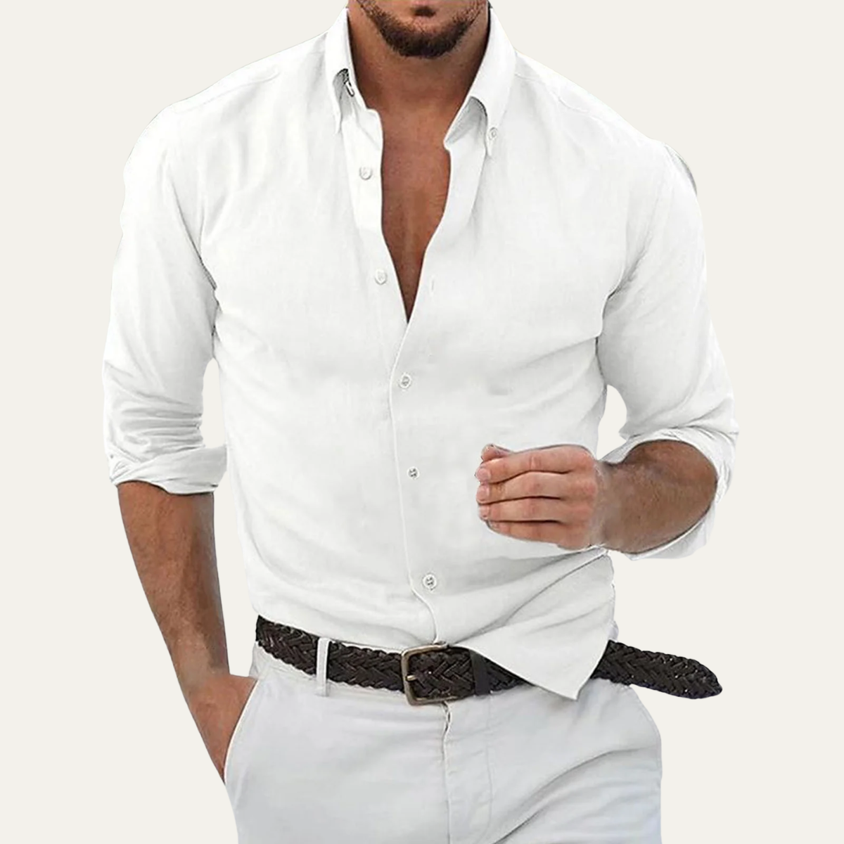 Långärmad skjorta med knappar för herrar-Shirts for men-Fjallbarn