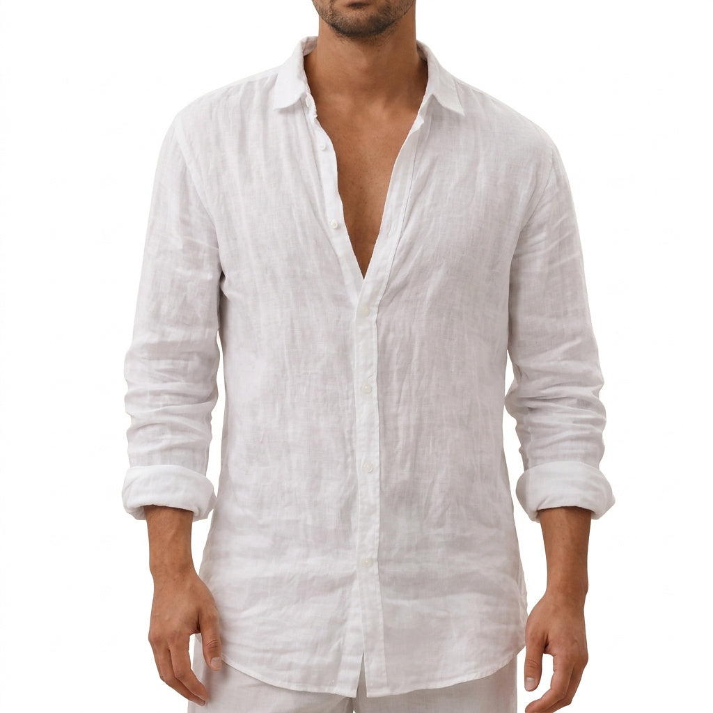 Långärmad skjorta med knappar för herrar-Shirts for men-Fjallbarn