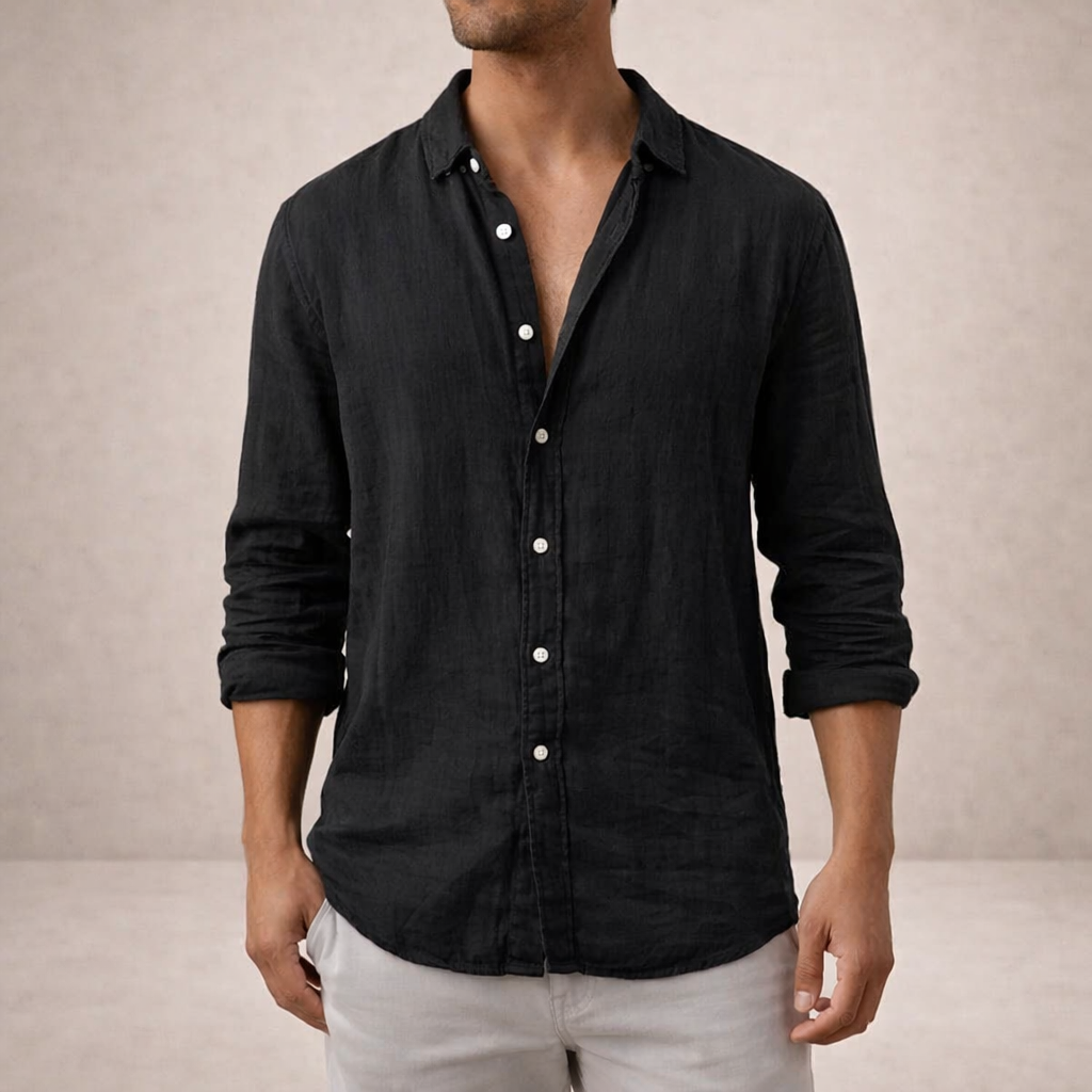 Långärmad skjorta med knappar för herrar-Shirts for men-Fjallbarn