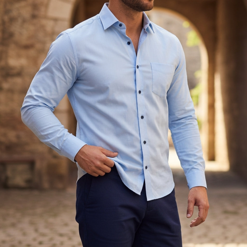 Långärmad skjorta med knappar för herrar-Shirts for men-Fjallbarn