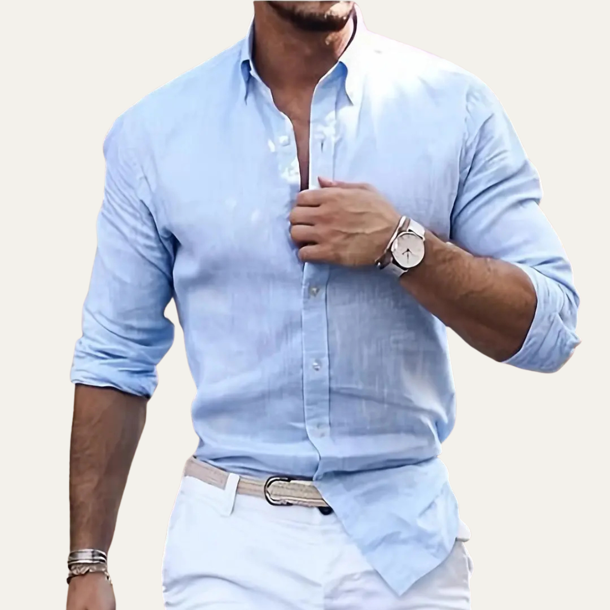 Långärmad skjorta med knappar för herrar-Shirts for men-Fjallbarn