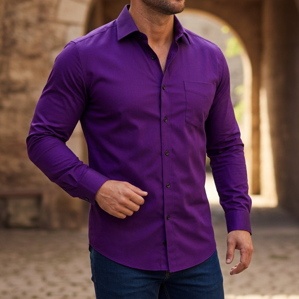 Långärmad skjorta med knappar för herrar-Shirts for men-Fjallbarn