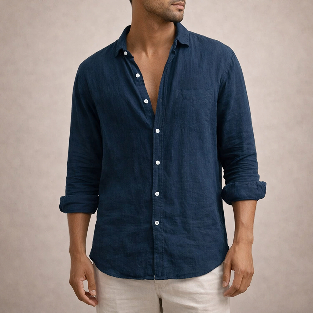 Långärmad skjorta med knappar för herrar-Shirts for men-Fjallbarn