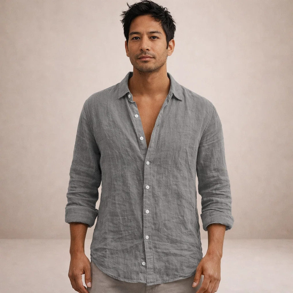 Långärmad skjorta med knappar för herrar-Shirts for men-Fjallbarn