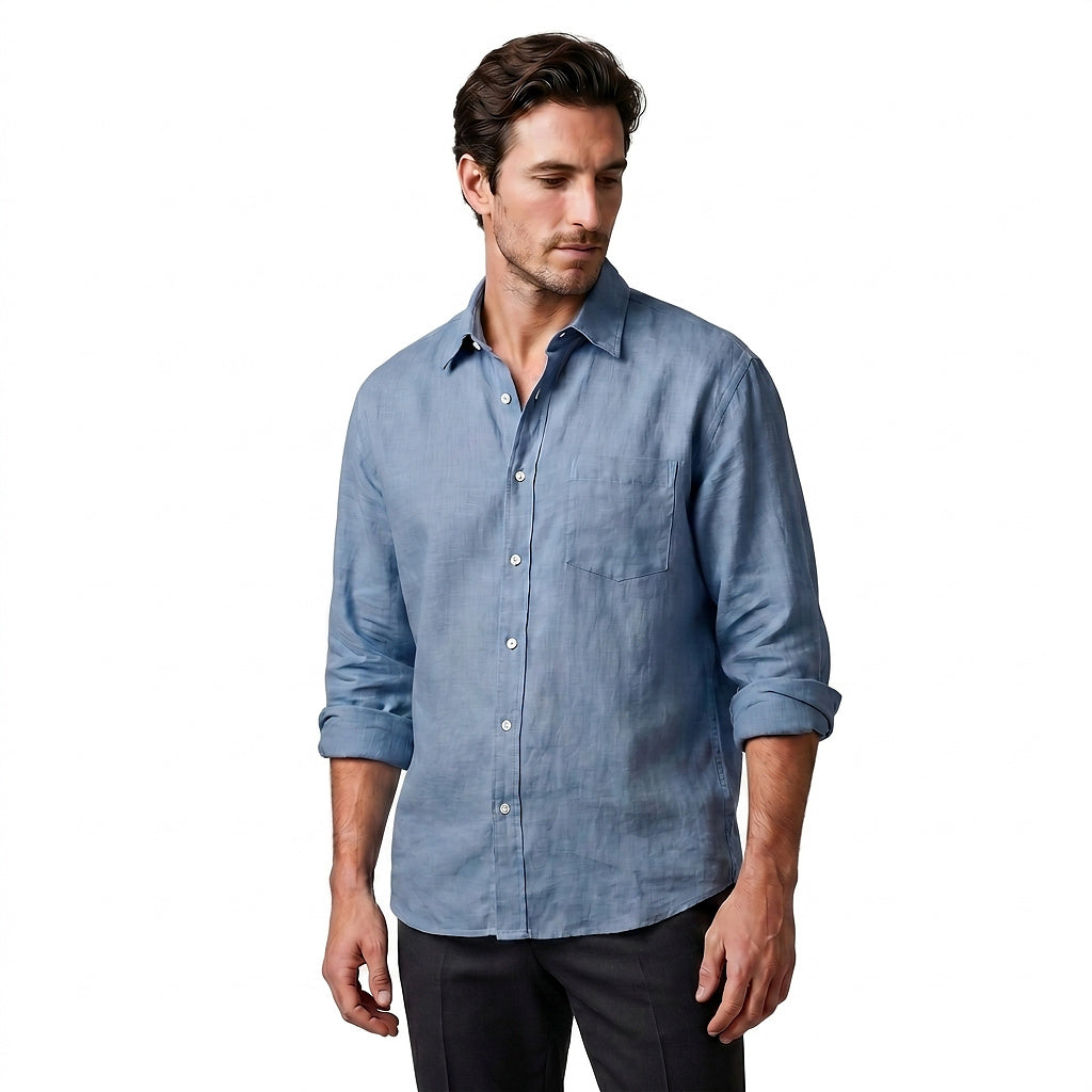 Långärmad skjorta med knappar för herrar-Shirts for men-Fjallbarn